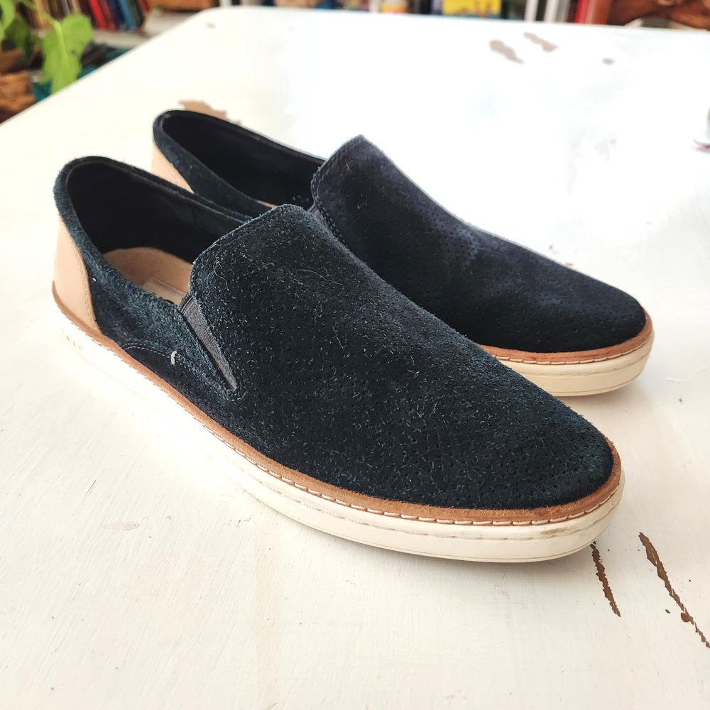 UGG Women Black Suede Perforated Slip On Sneakers Shoes‎ Size 8